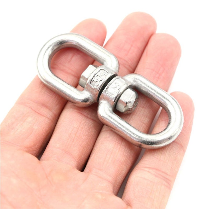 Lind Kitchen 1PCS M6 Double Ended Swivel Eye Hook 304 Stainless Steel Eye to Eye Swivel Shackle Ring Connector + 2PCS M6 Snap Hook - Image 3